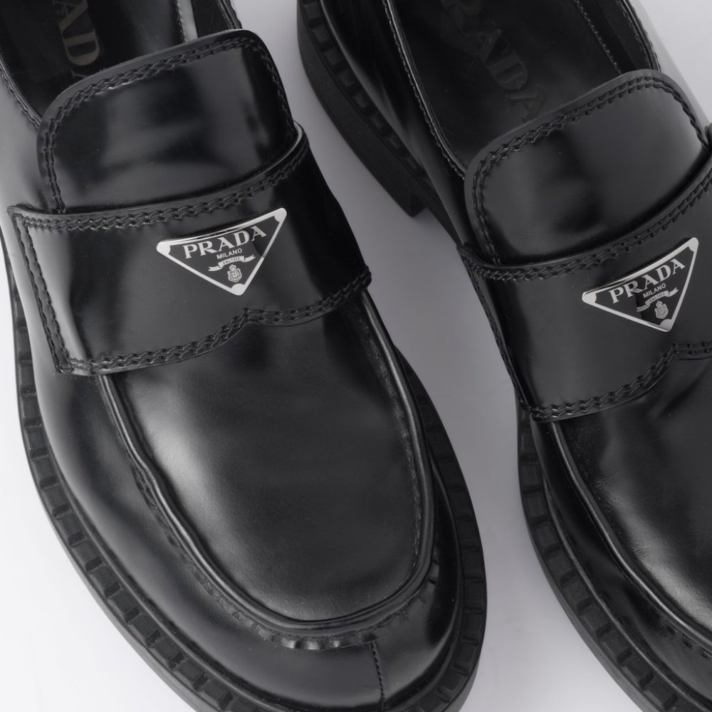 Prada Chocolate Brushed Leather Loafers